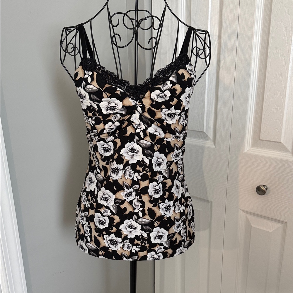 WHITE HOUSE | BLACK MARKET Floral Lace Trim Women's Top, S
